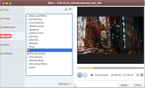AVCWare DVD Ripper Ultimate for Mac - Add effect