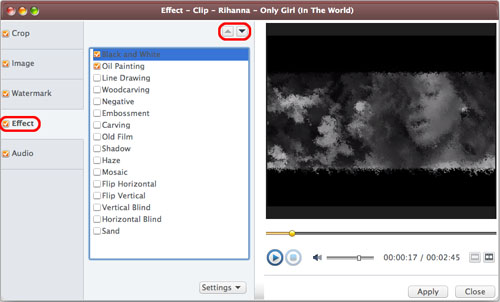 AVCWare Video Converter Ultimate for Mac - Add effect