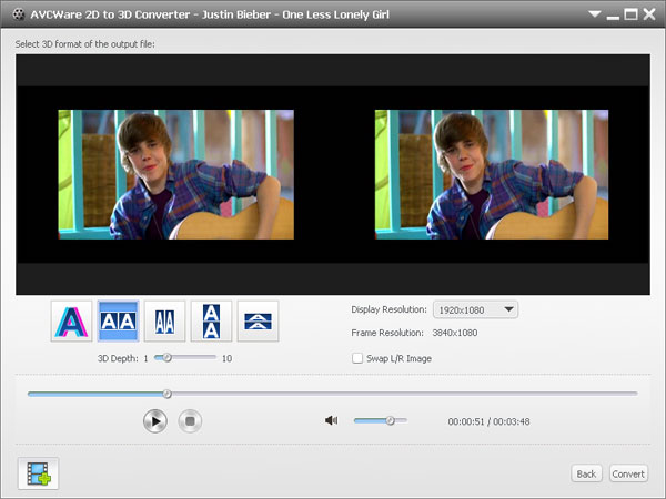 AVCWare 2D To 3D Converter 1 0 0 1202 Full Screenshot