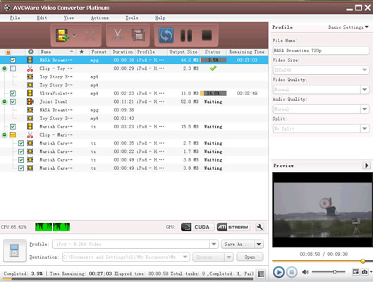 Click to view AVCWare Video Converter Platinum 6.5.2.0314 screenshot