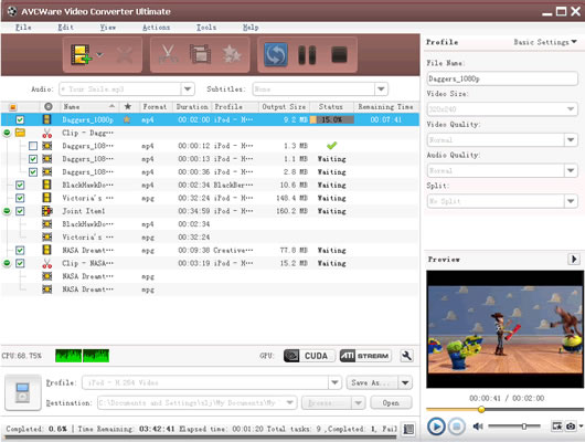 Click to view AVCWare Video Converter Ultimate 7.2.0.20120420 screenshot